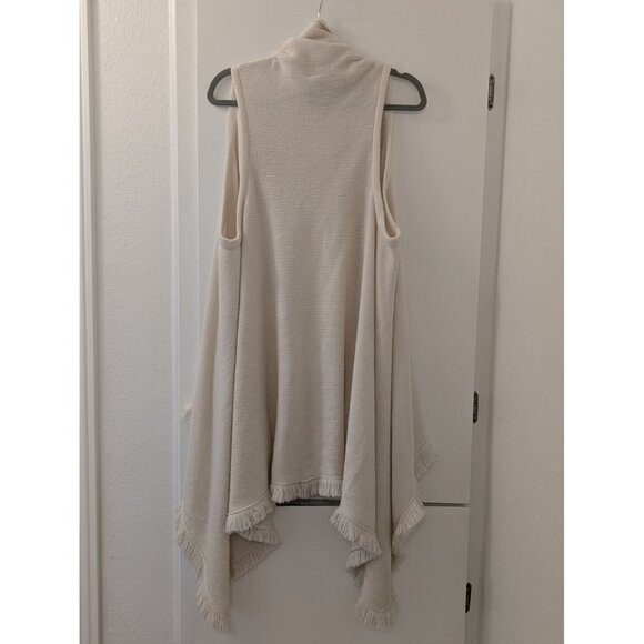 Apt. 9 Cream Open-Front Sleeveless Cardigan Vest With Fringe Hem - Picture 3 of 5